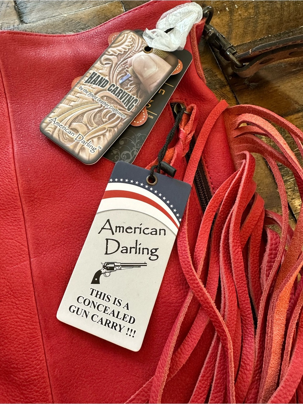 AMERICAN DARLING genuine cowhide tooled leather crossbody messenger bag HOH NWT - Picture 13 of 16